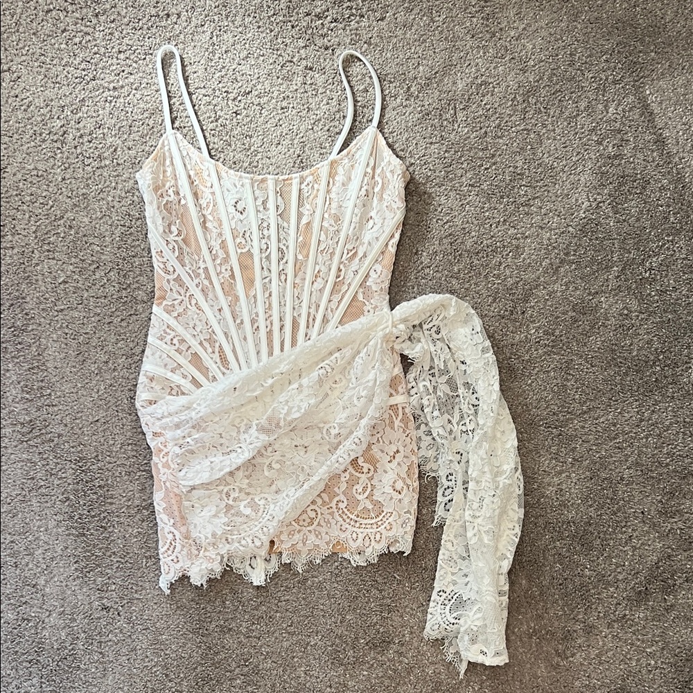Elegant Lace Women’s Mini Dress - Cream